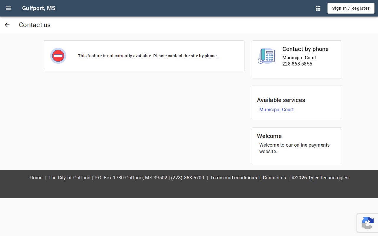 Gulfport Municipal Court official contact portal