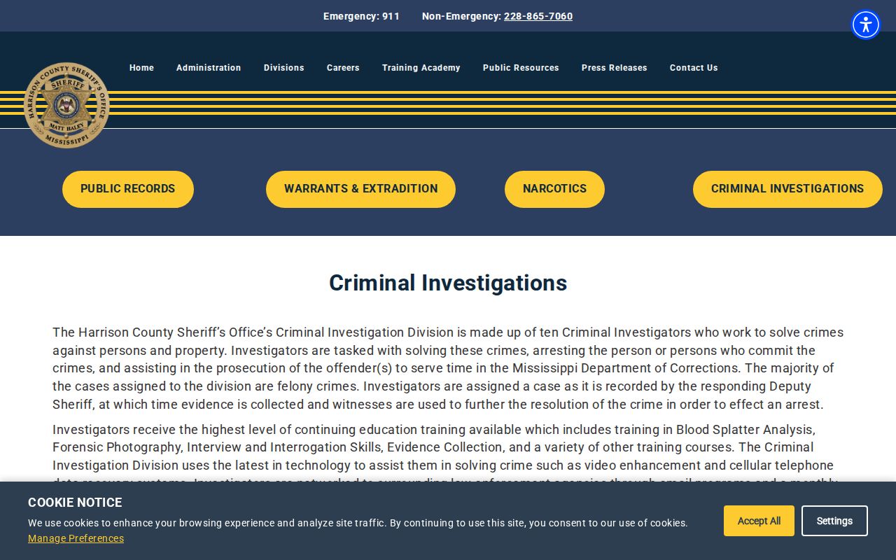 Harrison County Sheriff Warrants and Extradition information